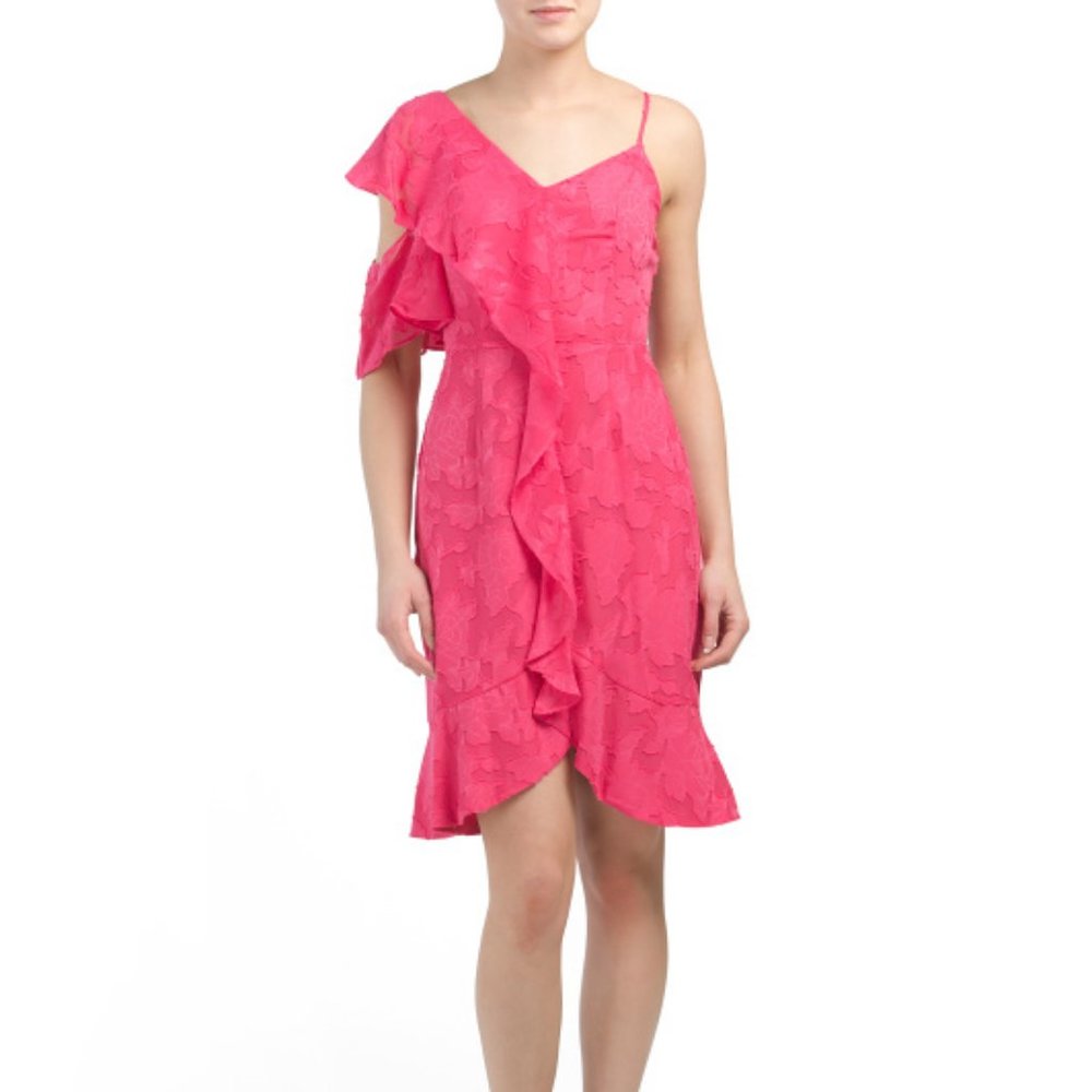 CECE Ruffle Sleeve Edge Pink  Dress. Sz 10. Classy.
